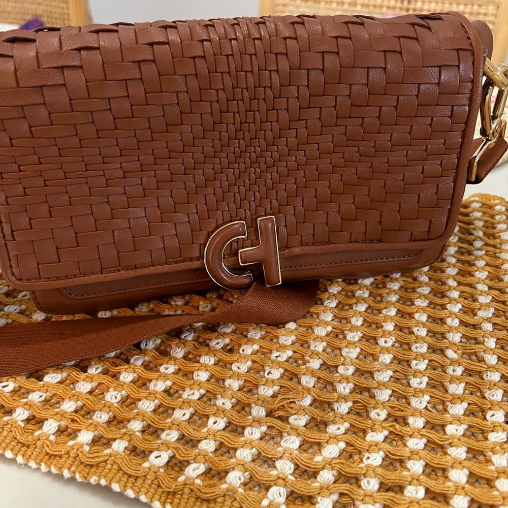 Cole Haan Tan Woven Shoulder Bag